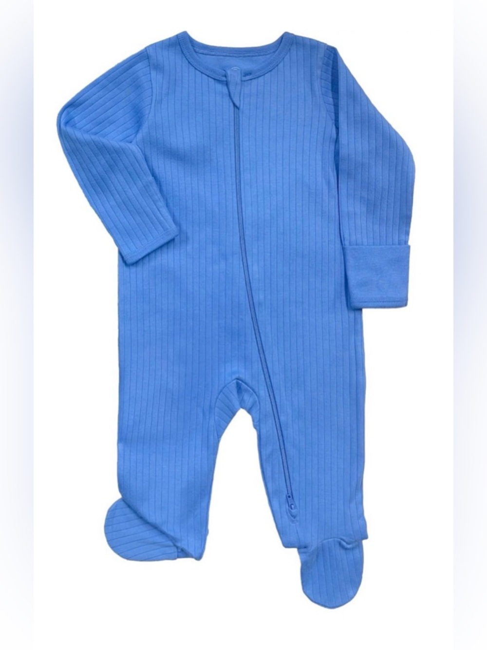 Classic Blue Ribbed Footed One-Piece - size 0/3 months